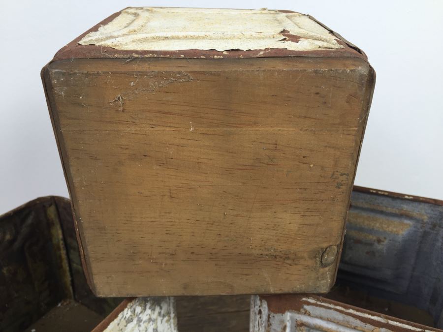 (3) Shabby Chic Rustic Metal And Wood Decorative Boxes [Photo 3]