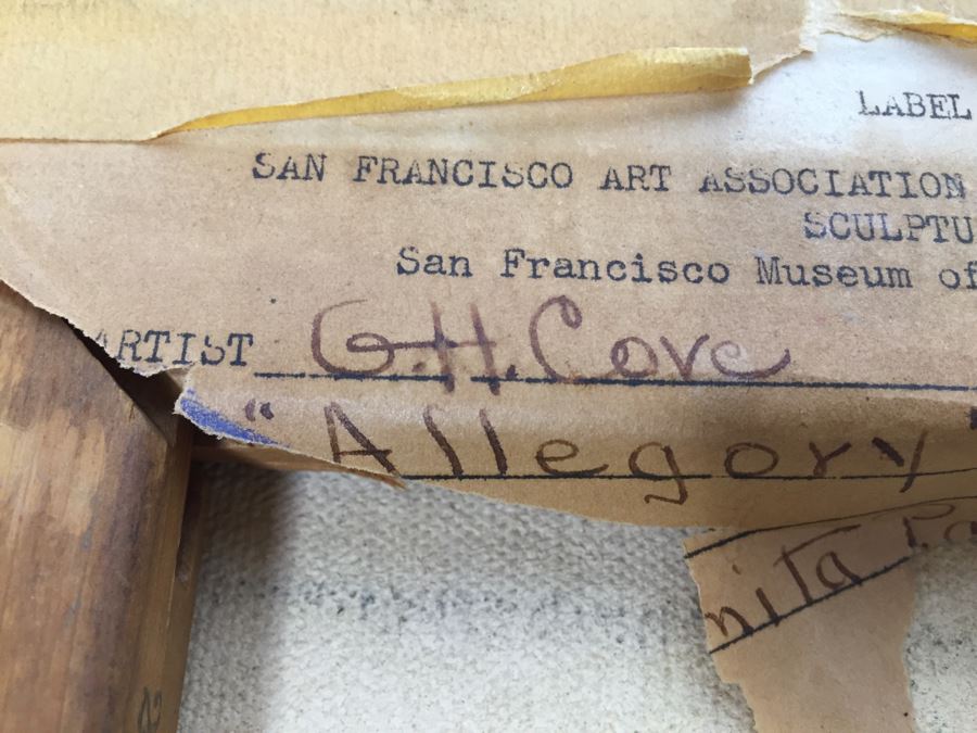 Original Signed Oil Painting By G.H. Cove Title 'Allegory' Featured in 1946 San Francisco Art Association 66th Annual SF Musem Of Art Woman Painted On Back Of Canvas [Photo 2]
