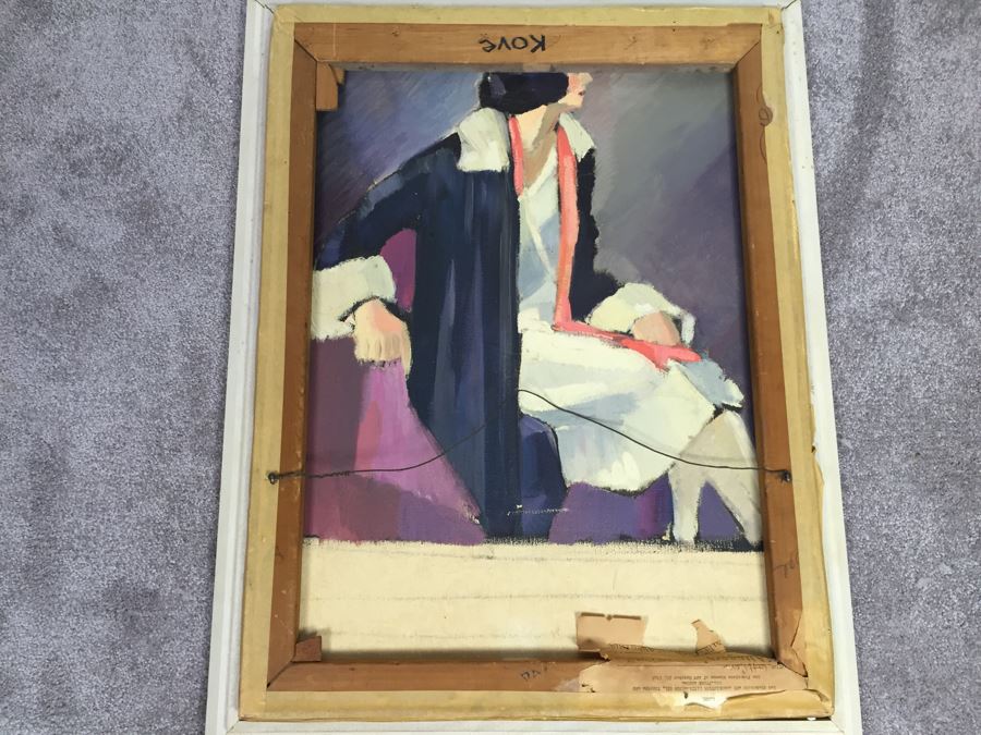 Original Signed Oil Painting By G.H. Cove Title 'Allegory' Featured in 1946 San Francisco Art Association 66th Annual SF Musem Of Art Woman Painted On Back Of Canvas [Photo 3]