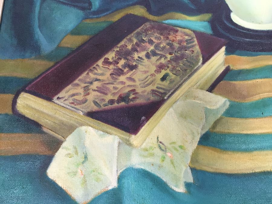 Original Signed Oil Painting By G.H. Cove Title 'Allegory' Featured in 1946 San Francisco Art Association 66th Annual SF Musem Of Art Woman Painted On Back Of Canvas [Photo 7]