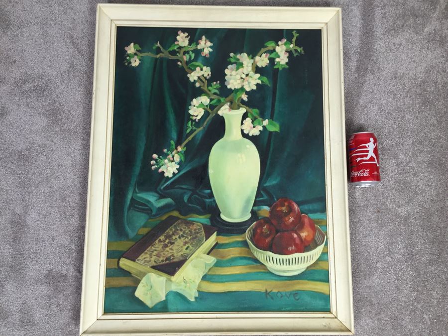 Original Signed Oil Painting By G.H. Cove Title 'Allegory' Featured in 1946 San Francisco Art Association 66th Annual SF Musem Of Art Woman Painted On Back Of Canvas [Photo 1]