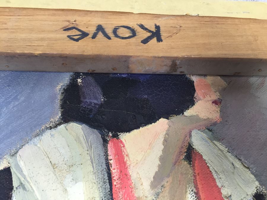 Original Signed Oil Painting By G.H. Cove Title 'Allegory' Featured in 1946 San Francisco Art Association 66th Annual SF Musem Of Art Woman Painted On Back Of Canvas [Photo 17]