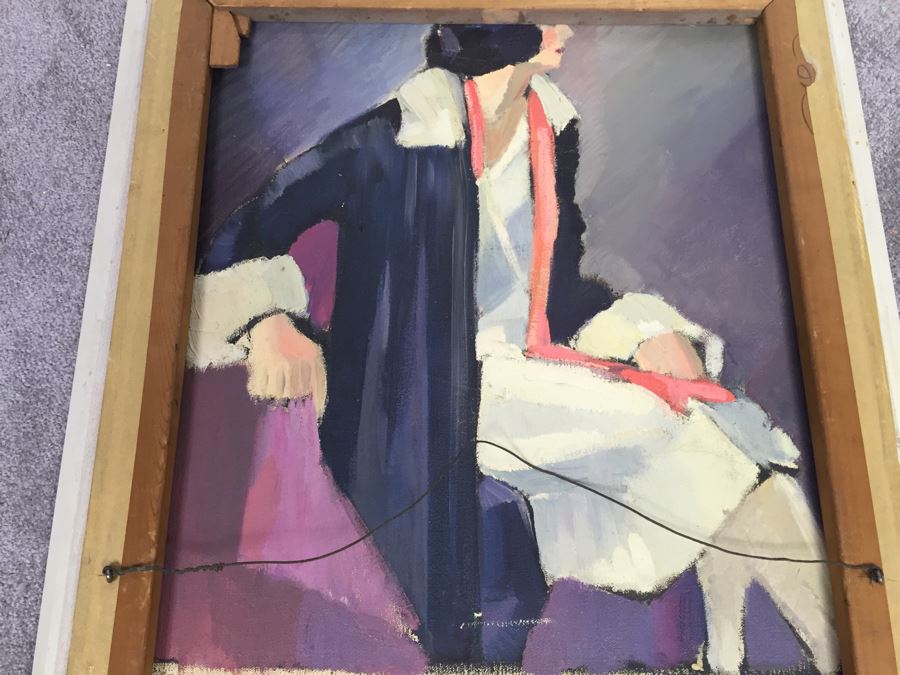 Original Signed Oil Painting By G.H. Cove Title 'Allegory' Featured in 1946 San Francisco Art Association 66th Annual SF Musem Of Art Woman Painted On Back Of Canvas [Photo 16]