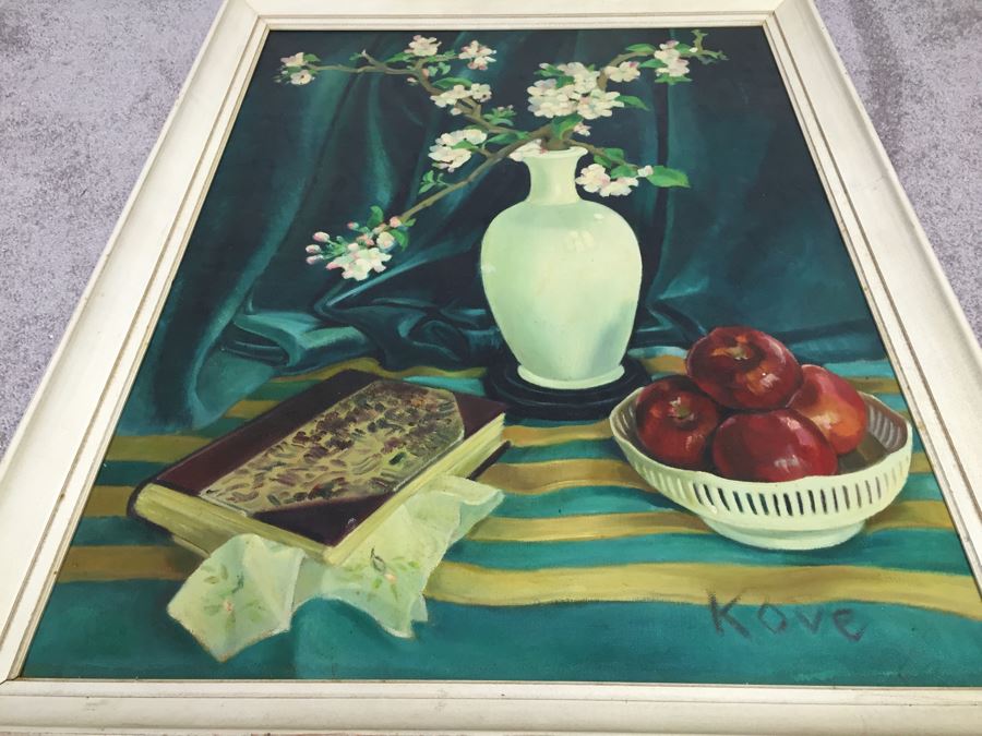 Original Signed Oil Painting By G.H. Cove Title 'Allegory' Featured in 1946 San Francisco Art Association 66th Annual SF Musem Of Art Woman Painted On Back Of Canvas [Photo 10]