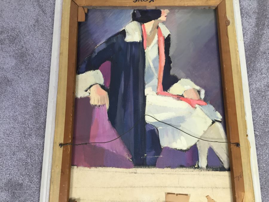 Original Signed Oil Painting By G.H. Cove Title 'Allegory' Featured in 1946 San Francisco Art Association 66th Annual SF Musem Of Art Woman Painted On Back Of Canvas [Photo 18]