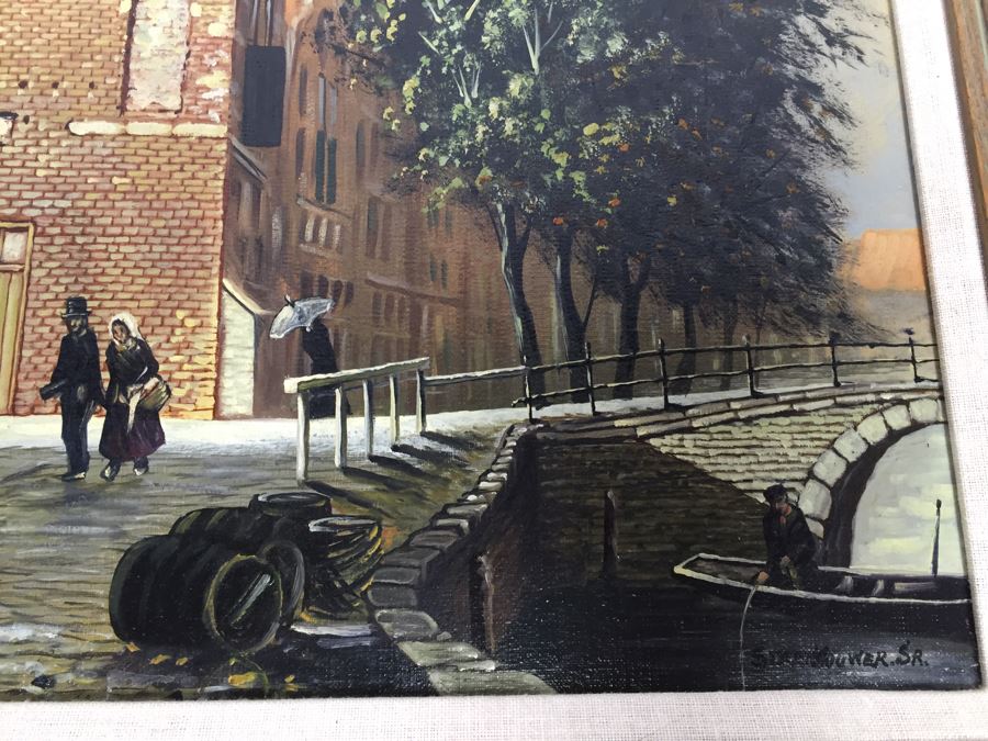 Original Oil Painting Signed Lower Right Steenhouwer Sr. European Streetscape [Photo 11]