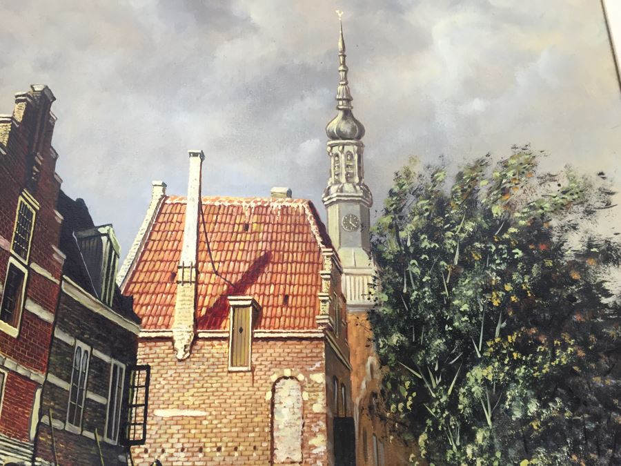 Original Oil Painting Signed Lower Right Steenhouwer Sr. European Streetscape [Photo 9]