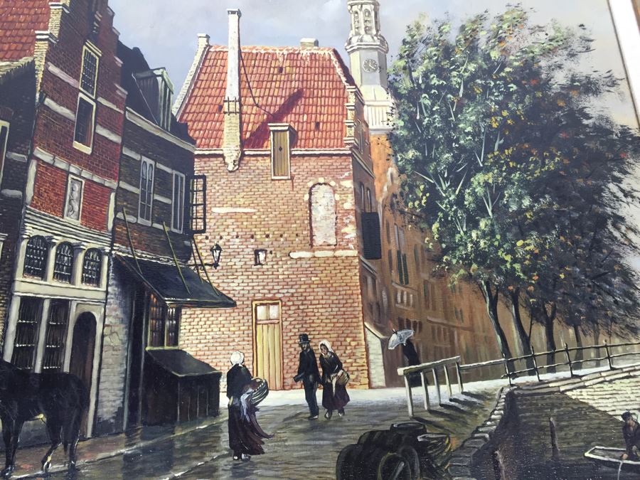 Original Oil Painting Signed Lower Right Steenhouwer Sr. European Streetscape [Photo 8]
