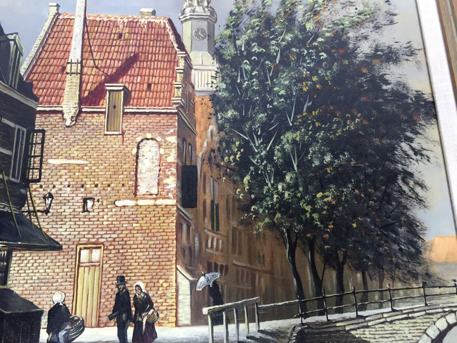 Original Oil Painting Signed Lower Right Steenhouwer Sr. European Streetscape [Photo 10]