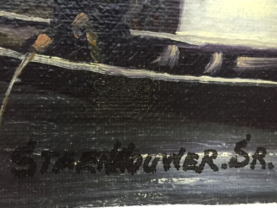 Original Oil Painting Signed Lower Right Steenhouwer Sr. European Streetscape [Photo 3]