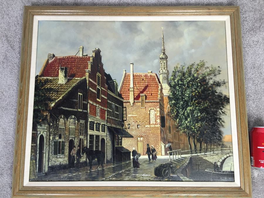Original Oil Painting Signed Lower Right Steenhouwer Sr. European Streetscape [Photo 1]