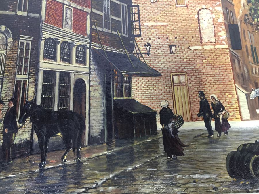 Original Oil Painting Signed Lower Right Steenhouwer Sr. European Streetscape [Photo 7]