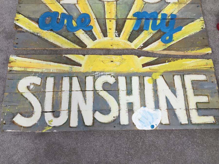 Hand Painted Wooden Sign 'You Are My Sunshine' In 2 Pieces [Photo 6]