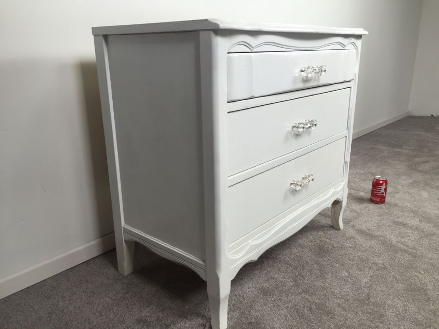White Shabby Chic 3-Drawer Chest Of Drawers Dresser [Photo 5]