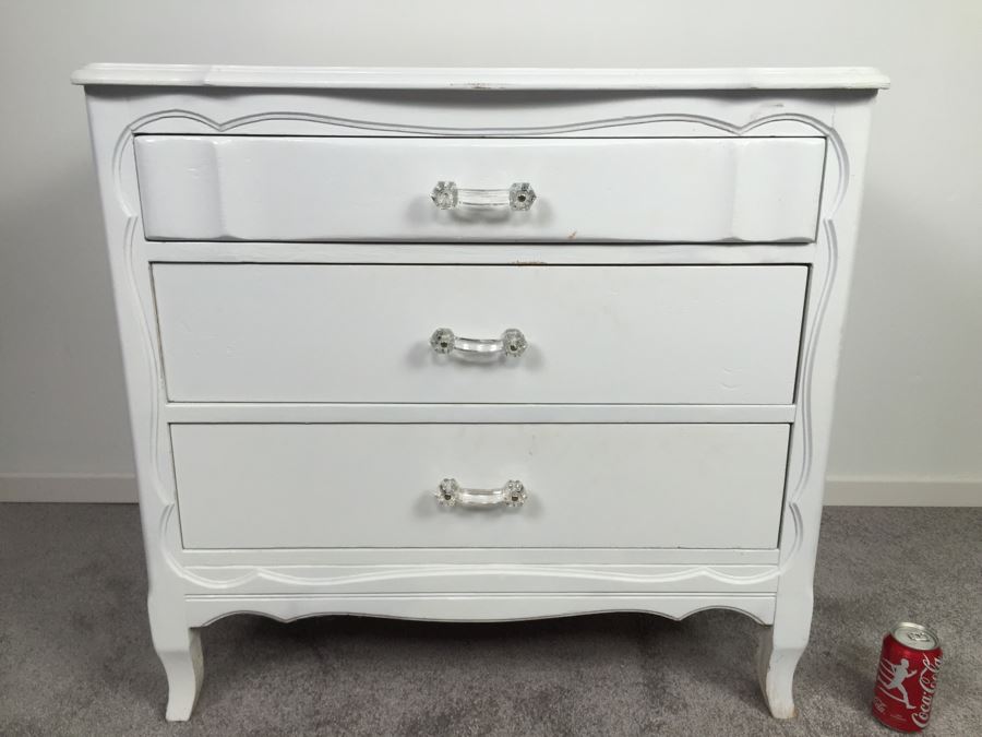 White Shabby Chic 3-Drawer Chest Of Drawers Dresser [Photo 4]