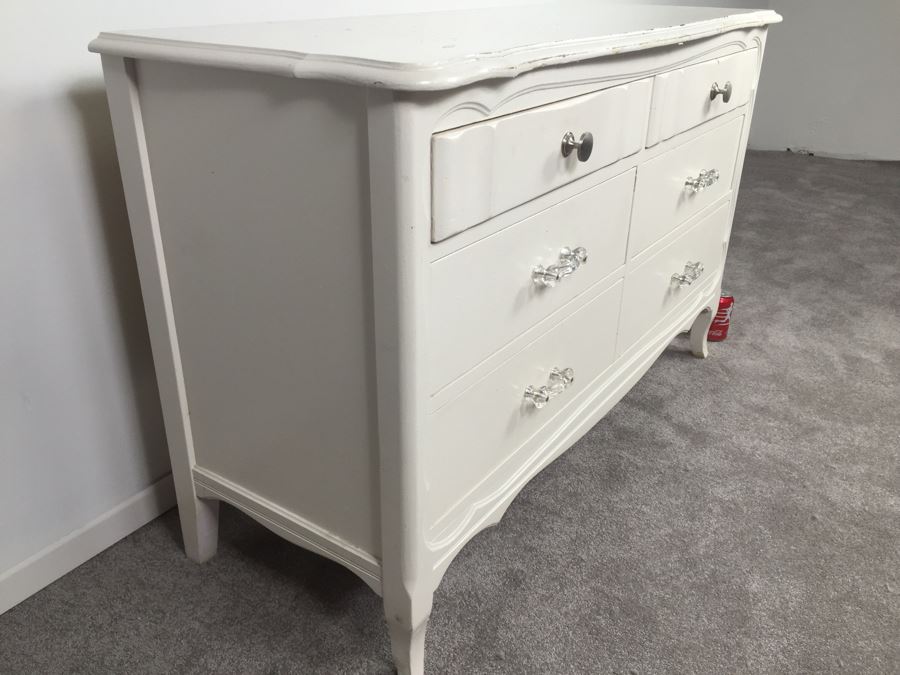 White Shabby Chic 6-Drawer Chest Of Drawers Dresser [Photo 4]