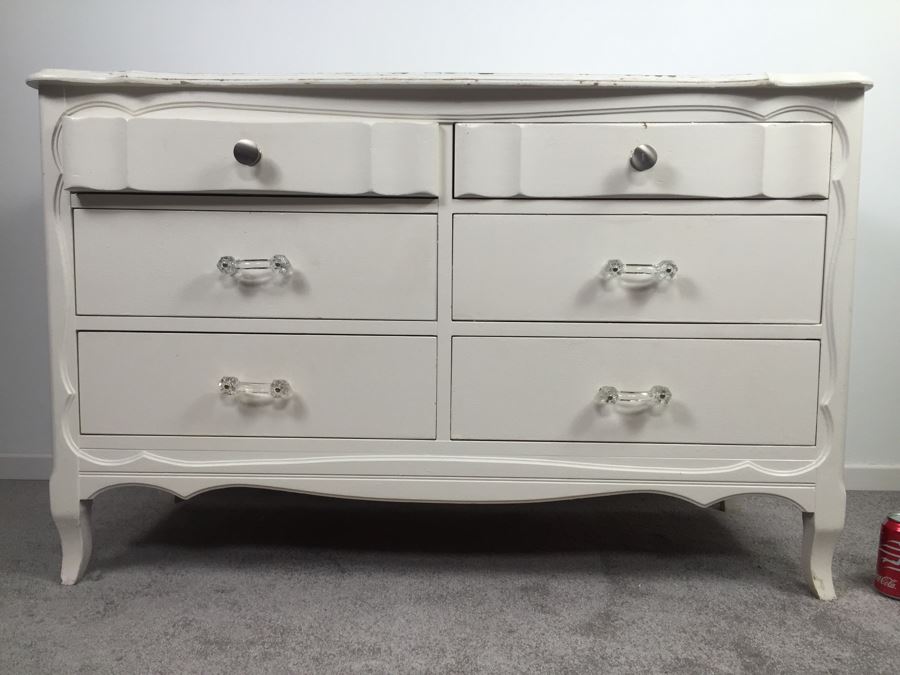 White Shabby Chic 6-Drawer Chest Of Drawers Dresser [Photo 7]