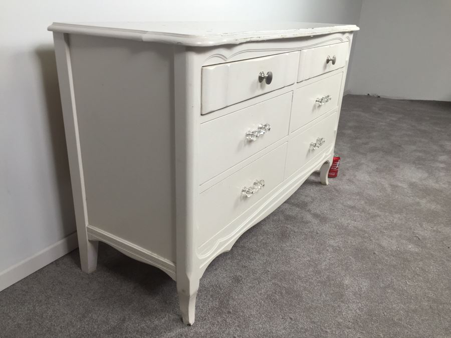 White Shabby Chic 6-Drawer Chest Of Drawers Dresser [Photo 2]