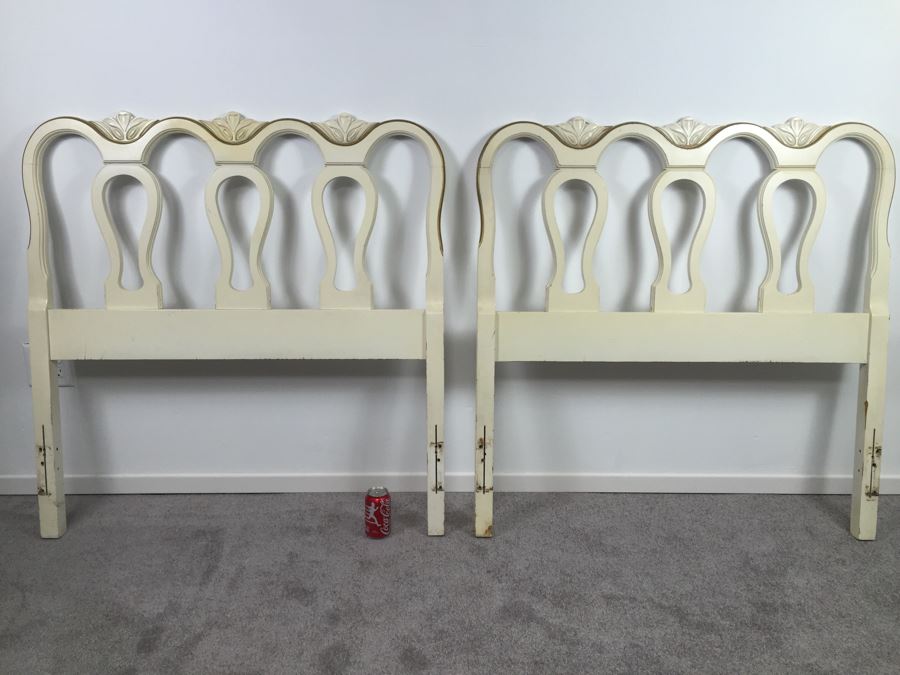Pair Of Vintage White And Gold Wooden Twin Headboards [Photo 1]