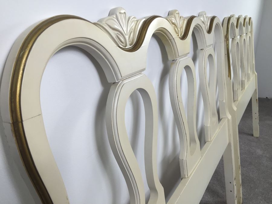 Pair Of Vintage White And Gold Wooden Twin Headboards [Photo 2]