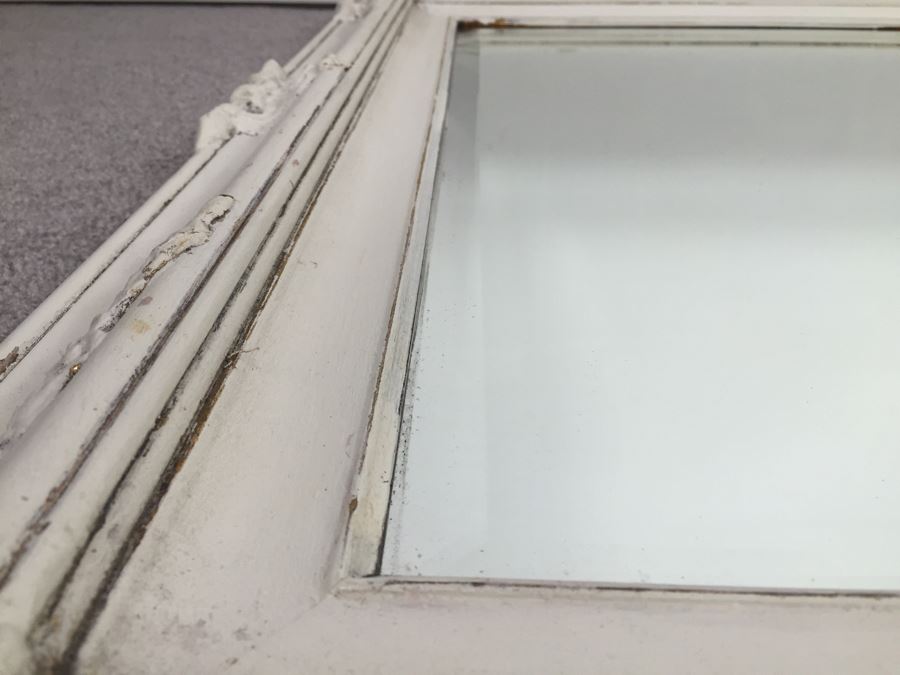 Vintage Shabby Chic Painted White Beveled Glass Wall Mirror [Photo 8]