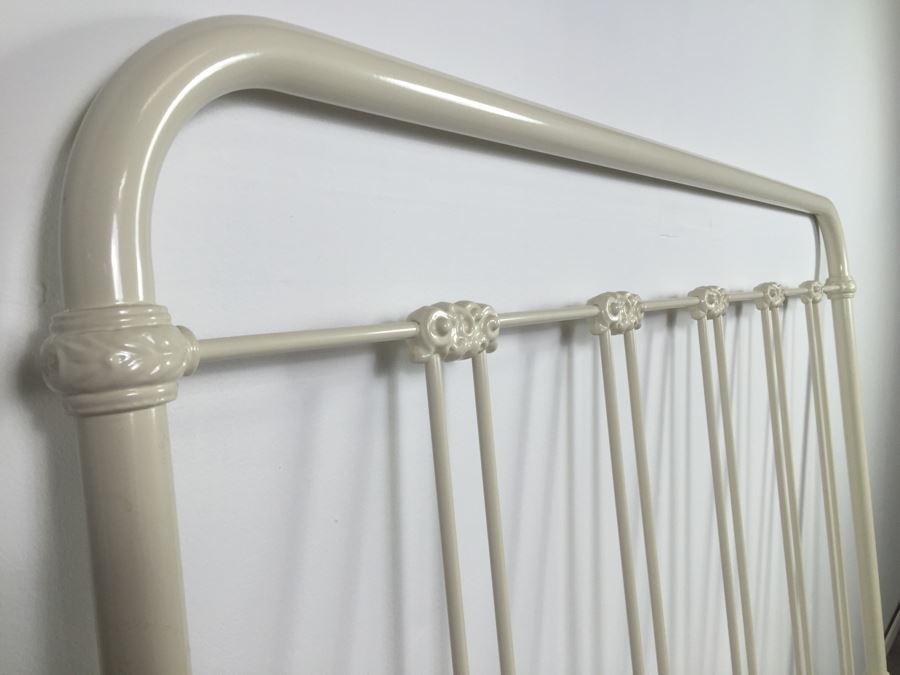 White Metal Headboard And Metal Bed Frame [Photo 7]