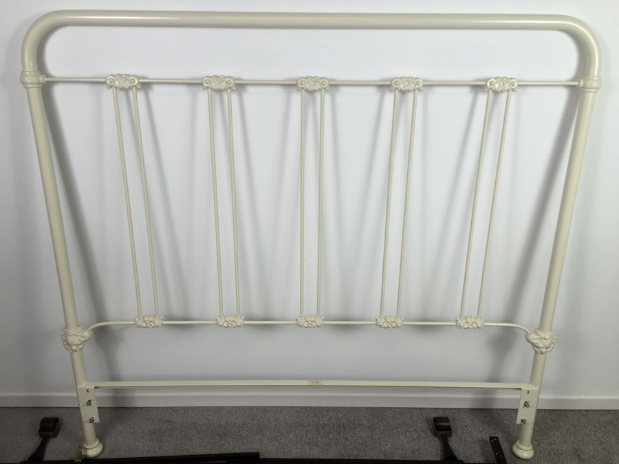 White Metal Headboard And Metal Bed Frame [Photo 4]
