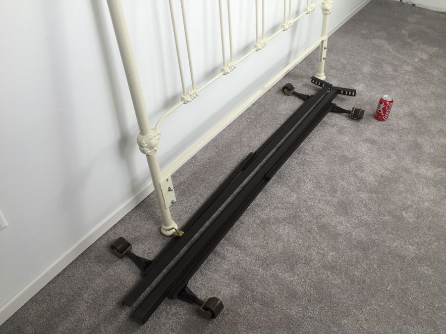 White Metal Headboard And Metal Bed Frame [Photo 6]