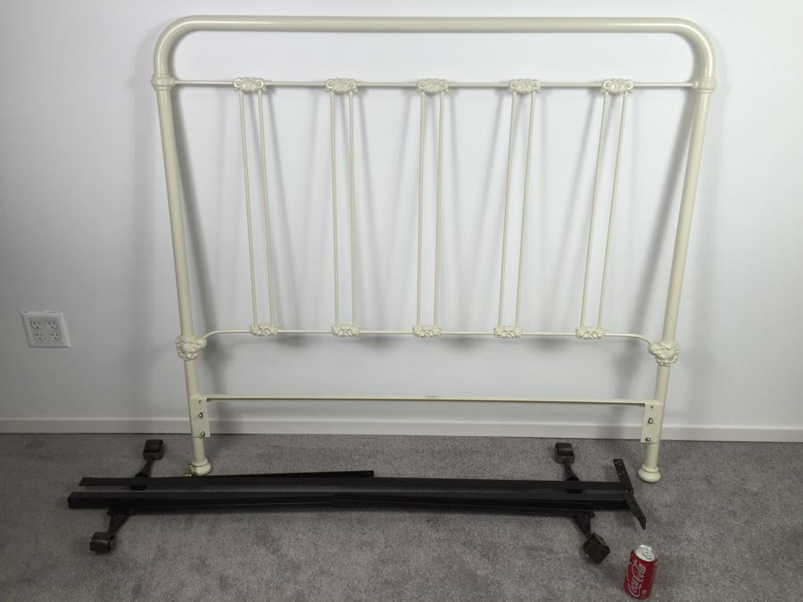 White Metal Headboard And Metal Bed Frame [Photo 1]