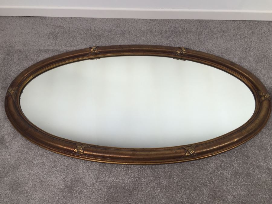 Vintage 1970's Oval Wall Mirror With Gold Tones [Photo 4]