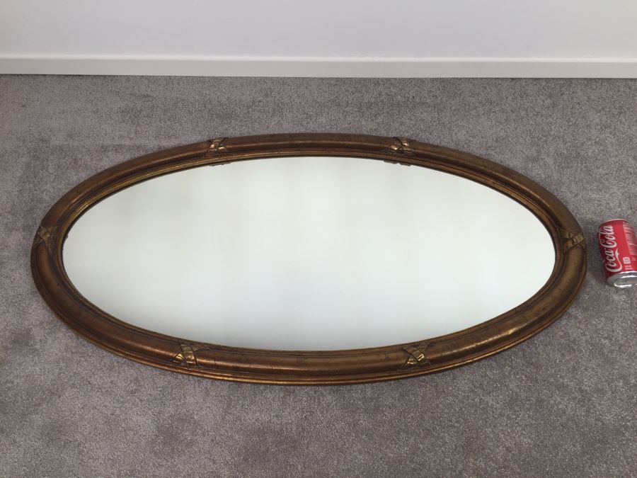 Vintage 1970's Oval Wall Mirror With Gold Tones [Photo 1]