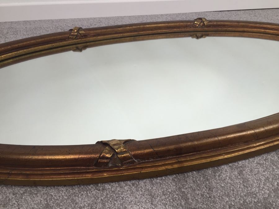 Vintage 1970's Oval Wall Mirror With Gold Tones [Photo 5]