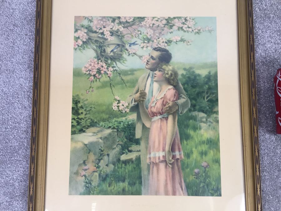 Vintage Bessie Pease Gutmann Print Titled 'Home Builders' In Vintage Frame [Photo 4]