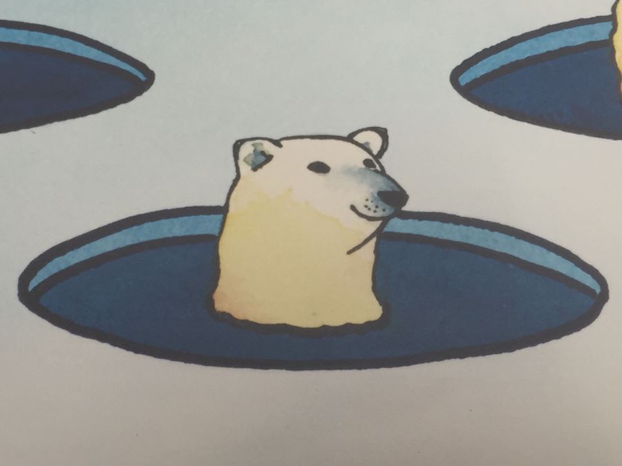 Pat Cranor Original Watercolor Titled 'Heads Up!' With Polar Bears Matted And Framed [Photo 9]