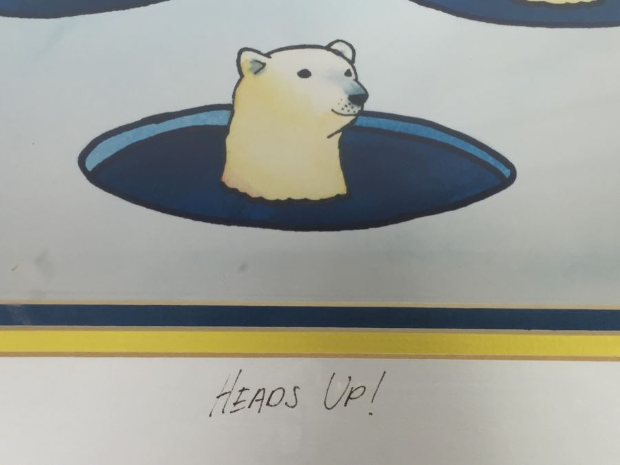 Pat Cranor Original Watercolor Titled 'Heads Up!' With Polar Bears Matted And Framed [Photo 2]