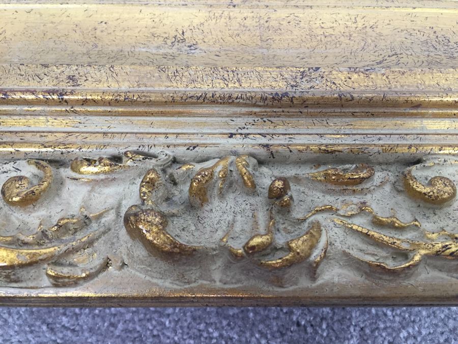 Stunning Vintage 1970's Gilt Wood Wall Mirror With Beveled Glass By Tyre Brothers Glass Company [Photo 9]