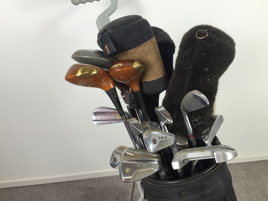 Golf Club Lot With Golf Bag And Caddy [Photo 2]