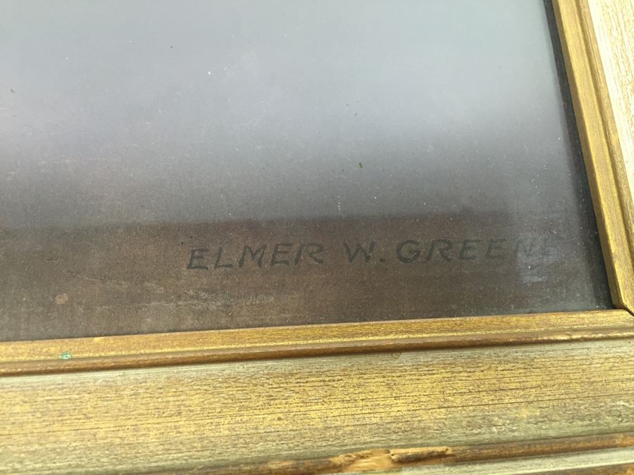 'The Brass Vase' Peonies Print By Elmer W. Greene In Vintage Frame [Photo 3]