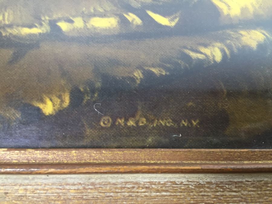 'The Brass Vase' Peonies Print By Elmer W. Greene In Vintage Frame [Photo 4]