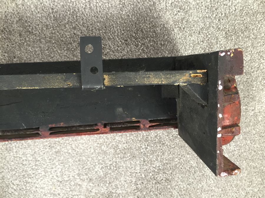 Long Asian Carved Wooden Wall Shelf Red And Black With Gold Accents [Photo 16]