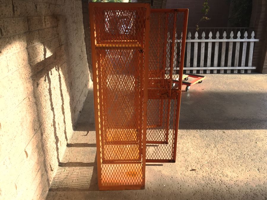 Vintage De Bourgh Mfg Co Industrial Sturdy Lockers Painted Orange [Photo 12]