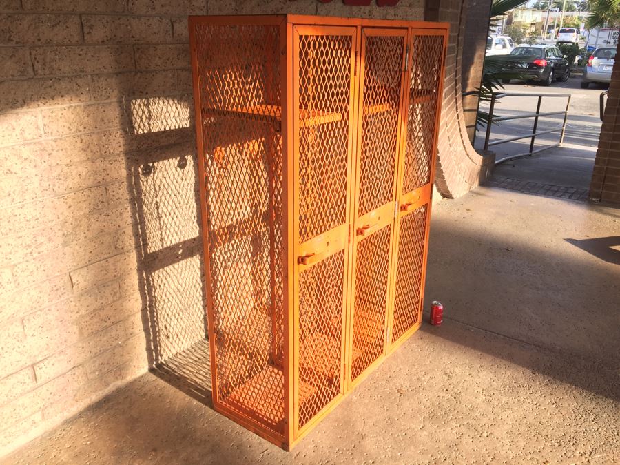 Vintage De Bourgh Mfg Co Industrial Sturdy Lockers Painted Orange [Photo 5]