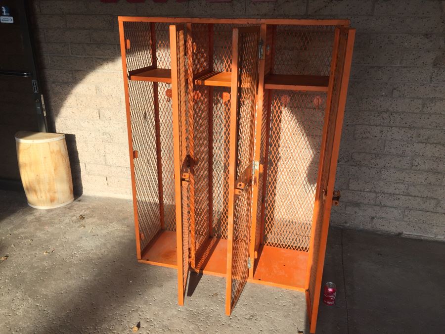 Vintage De Bourgh Mfg Co Industrial Sturdy Lockers Painted Orange [Photo 16]