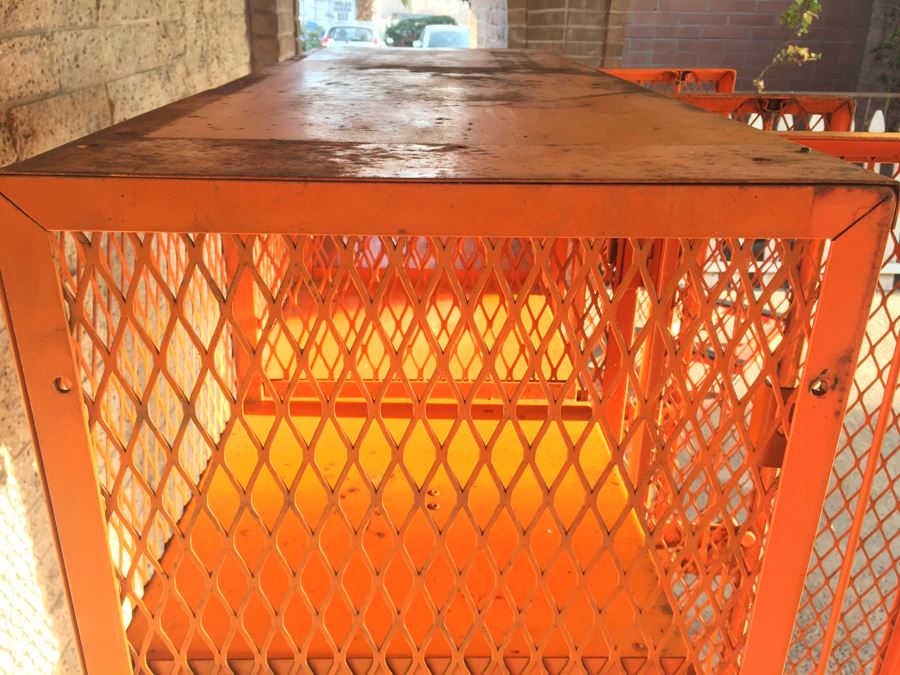 Vintage De Bourgh Mfg Co Industrial Sturdy Lockers Painted Orange [Photo 11]