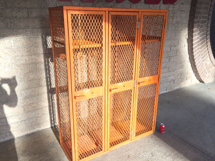 Vintage De Bourgh Mfg Co Industrial Sturdy Lockers Painted Orange [Photo 4]
