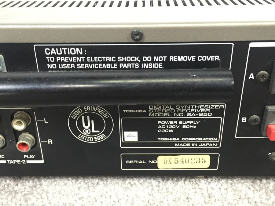 Toshiba Digital Synthesizer Stereo Receiver Model SA-850 [Photo 12]