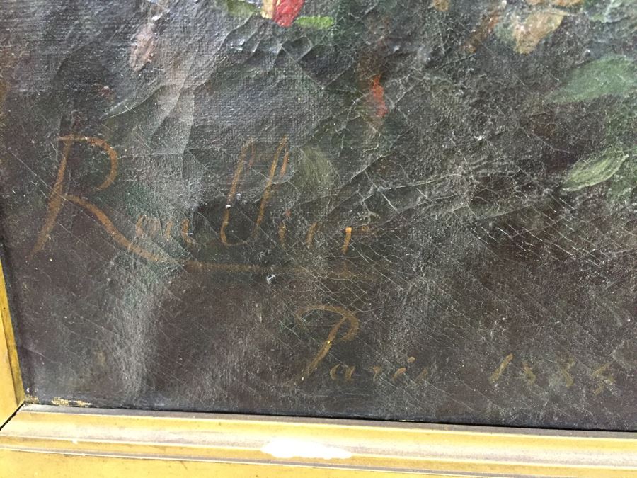 Absolutely Stunning LARGE Christian Roullier (1845 - 1926) Original Oil Painting Signed Lower Left Roullier Paris 1884 In Antique Gilt Frame [Photo 3]