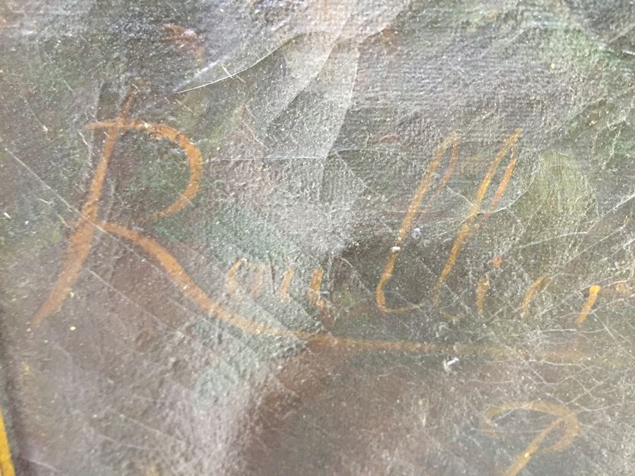 Absolutely Stunning LARGE Christian Roullier (1845 - 1926) Original Oil Painting Signed Lower Left Roullier Paris 1884 In Antique Gilt Frame [Photo 18]