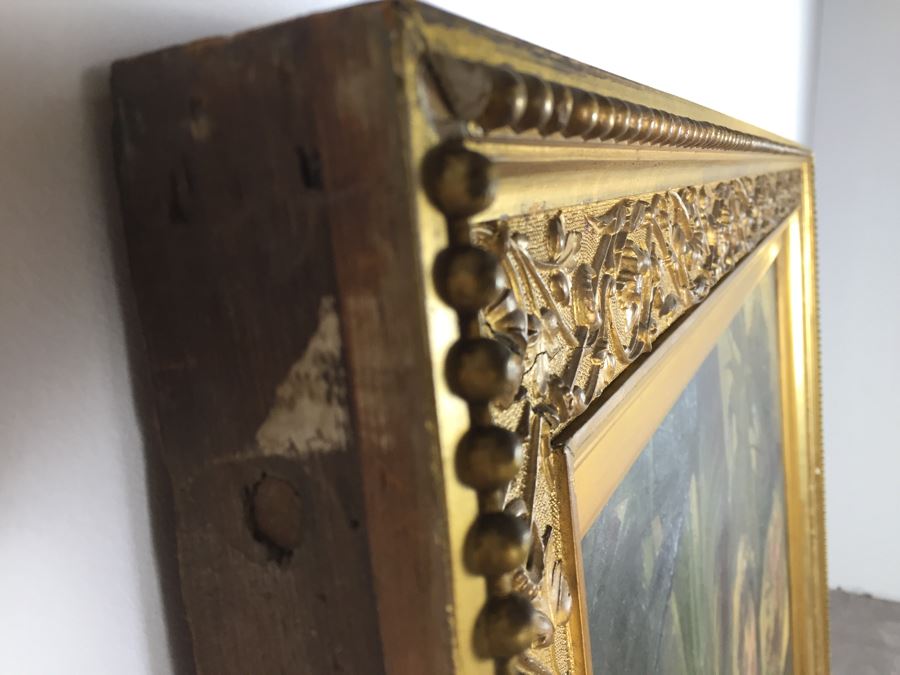 Absolutely Stunning LARGE Christian Roullier (1845 - 1926) Original Oil Painting Signed Lower Left Roullier Paris 1884 In Antique Gilt Frame [Photo 23]