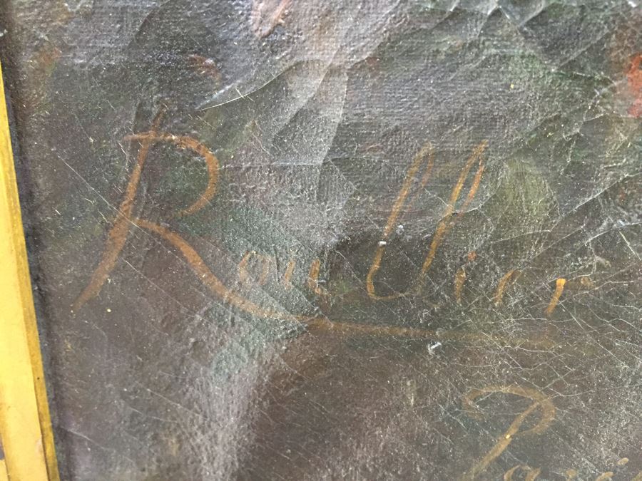 Absolutely Stunning LARGE Christian Roullier (1845 - 1926) Original Oil Painting Signed Lower Left Roullier Paris 1884 In Antique Gilt Frame [Photo 17]